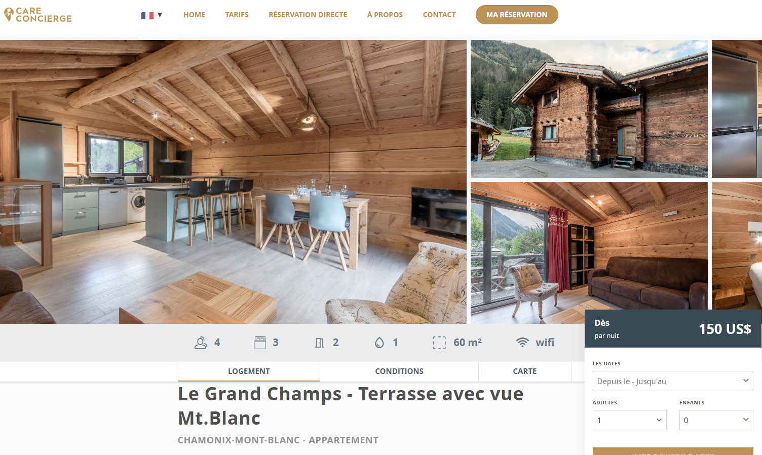 Exemples de pages de réservation directe