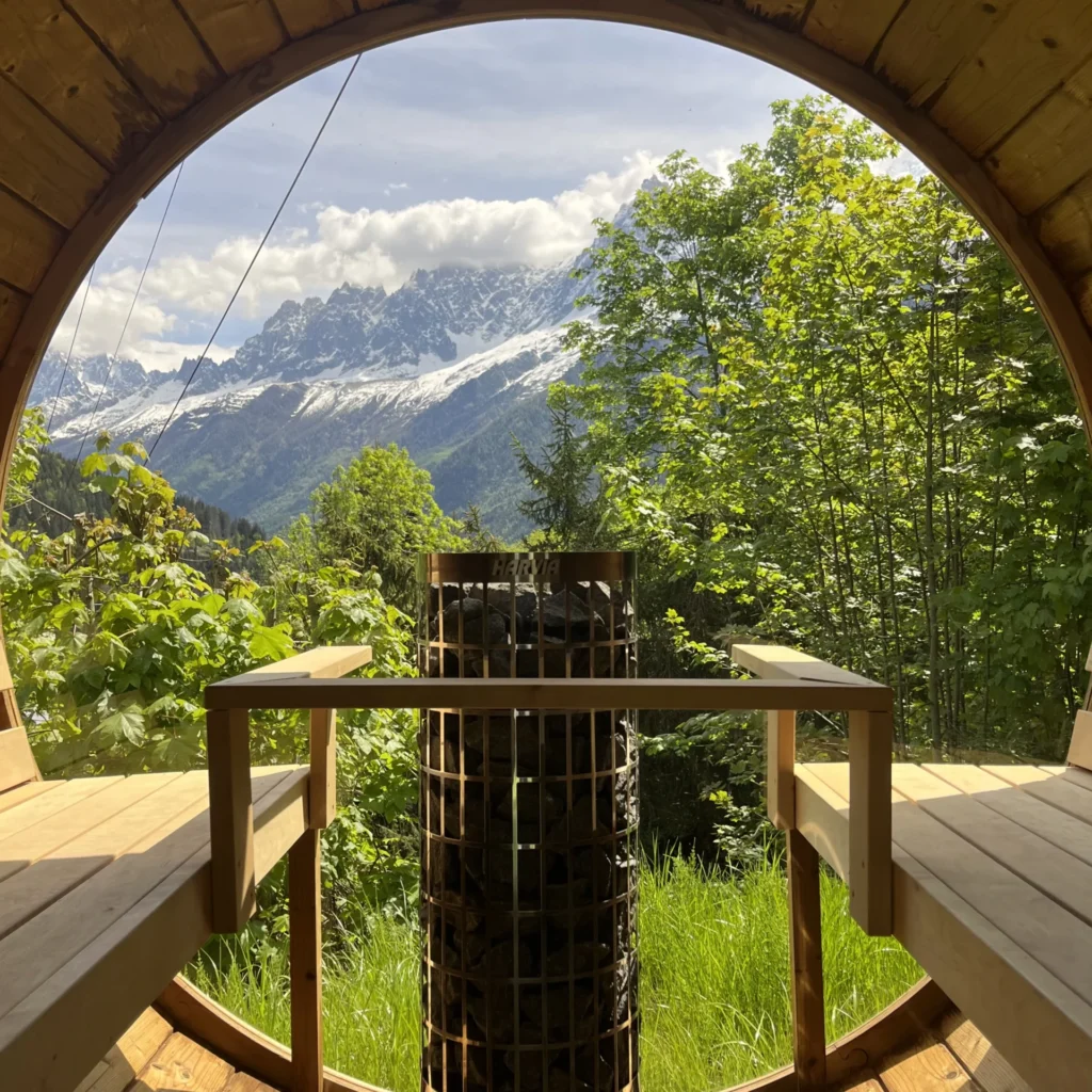 Private sauna with views of Mont Blanc