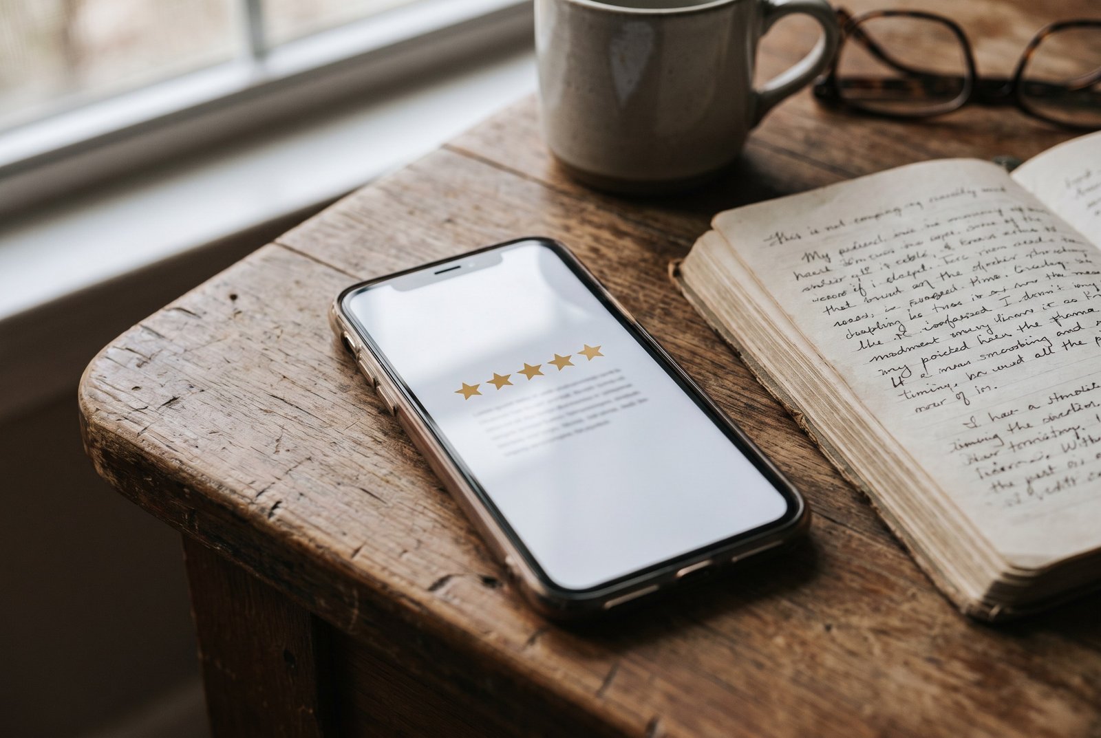 Téléphone affichant des avis clients, symbole de la réputation à vérifier