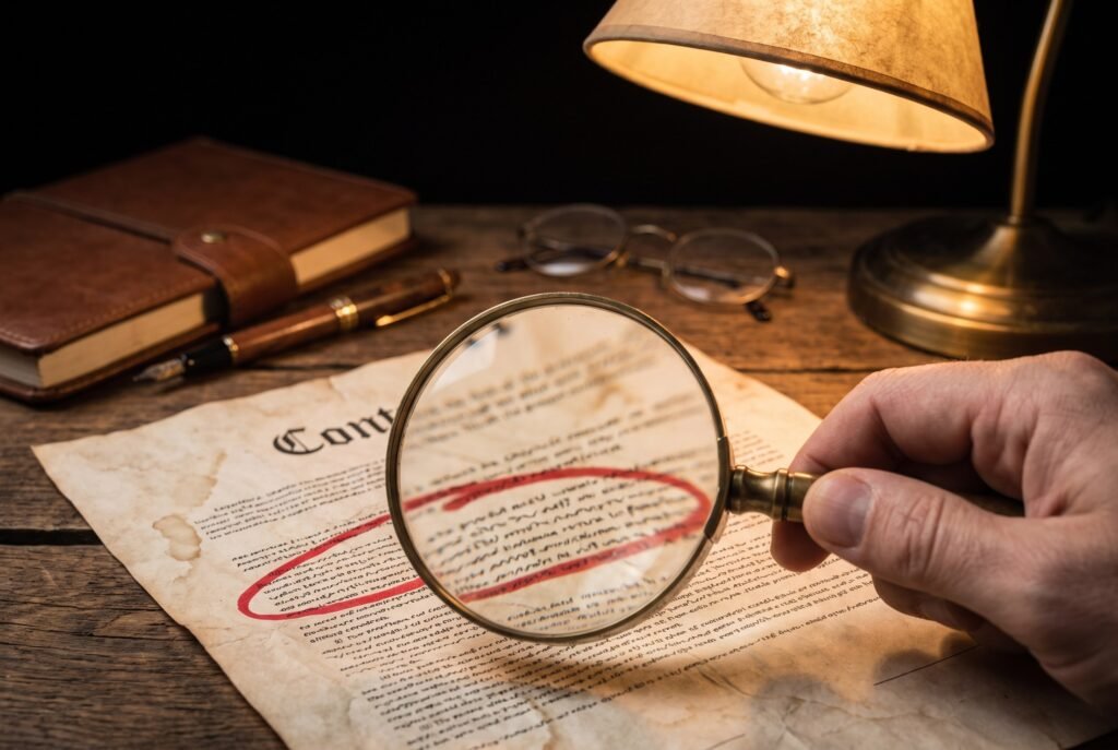 Loupe pour vérifier attentivement avant de signer